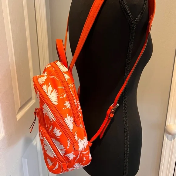 Kate Spade Orange and White Floral Mini Backpack